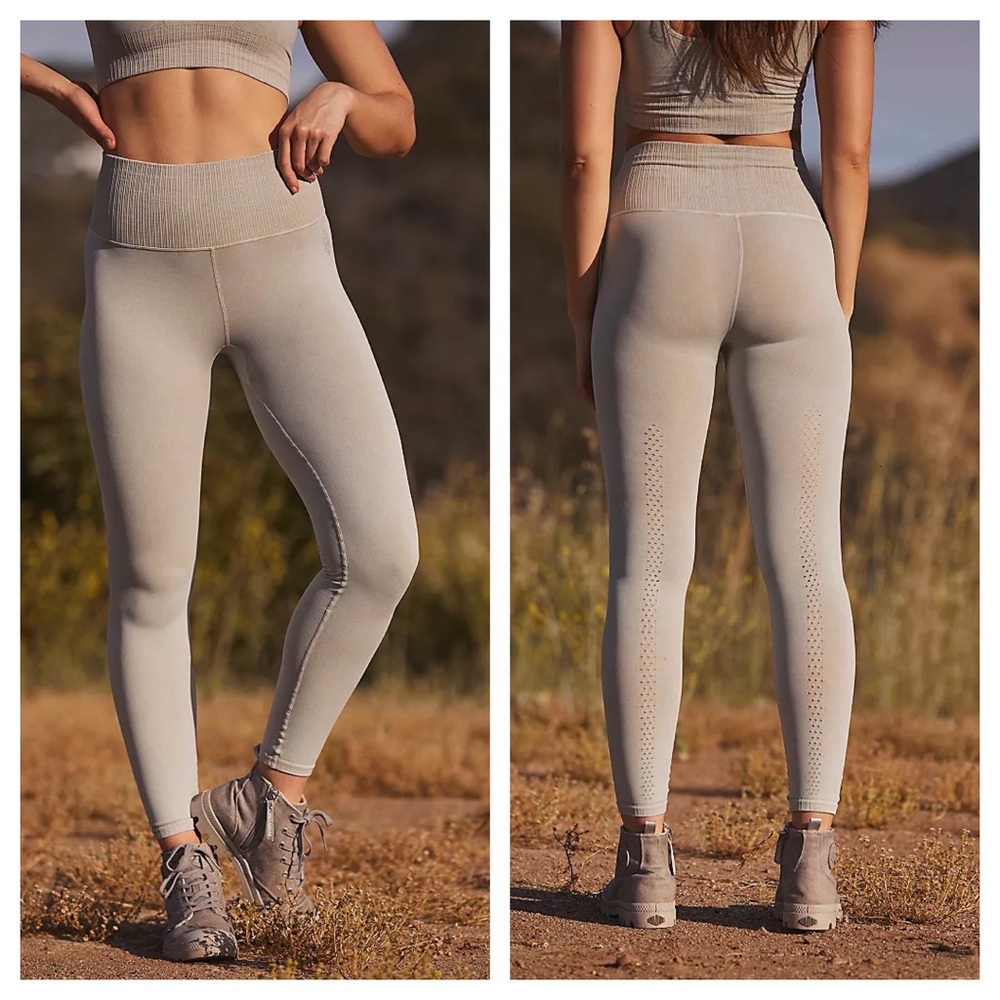 Free People High-Rise 7/8 Length Good Karma Leggings Sea Glass - Picture 6 of 8